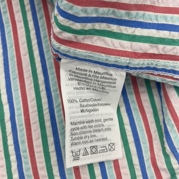 CREWCUTS short-sleeve button-down in rainbow seersucker Boys 12 - Picture 4 of 5
